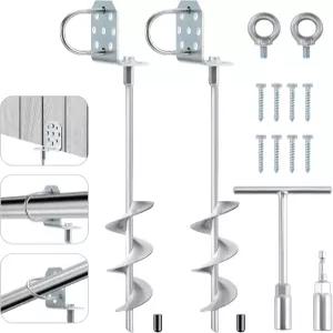 치이박 스윙 세트 앵커 - 대형 접지 앵커와 L-브래킷 및 드릴 어댑터 저장 창고 트램펄린 펜스 카포트를