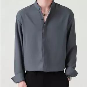 [모로엠] 남성 차이나넥 긴팔 베이직 셔츠 4색 ON-SHA-QWFMQVKU