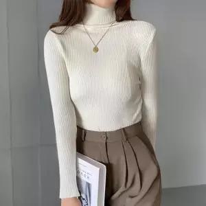 [신상오픈런]여성 슬림핏 골지 터틀넥 니트 티셔츠 면혼합 데일리웨어 (42237048)
