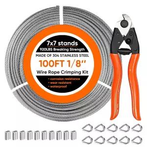 케이블 커터가 있는 100피트 1/8인치 스테인리스 스틸 1760파운드의 파손 강도 데크 난간용 7x7 스트랜드