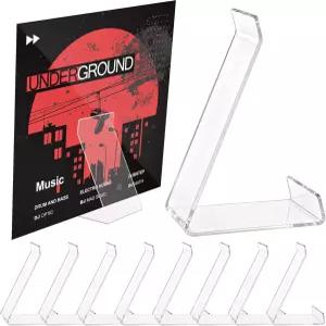 레그라프 8팩 비닐 레코드 스탠드 아크릴 디스플레이 테이블탑에서 홀더를 재생 중 클리어