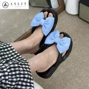 [애슬릿] 포인트 왕 리본 아쿠아 쪼리 슬리퍼 뮬