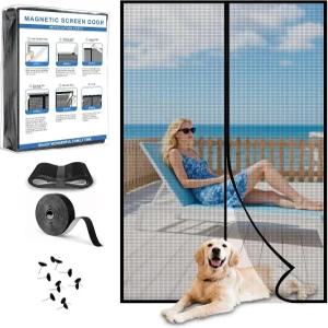 LONGAS 업그레이드된 PET 메쉬 마그네틱 스크린 도어는 유리섬유와 폴리에스터보다 튼튼합니다. 손은