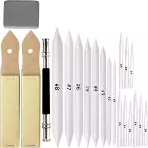 스케치 사포 연필깎이 포인터와 연필 연장 도구 드로잉 아트 반죽 지우개가 포함된 21개 혼합 그루터기 및
