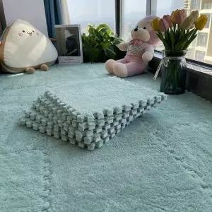 20개의 플러시 퍼즐 폼 바닥 매트 11.8x11.8인치 소프트 인터로킹 카펫 타일 미끄럼 방지 구역 러그