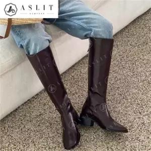 [애슬릿] 여성 가보시 통굽 힐 베이직 롱 부츠