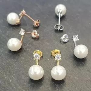 [애슬릿] 925 실버 진주 큐빅 드롭 이어링 귀걸이