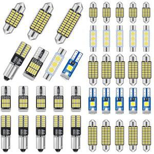 Tallew 42피스 인테리어 자동차 LED 돔 조명 28/31/36/41mm Ba9s T5 T10 전구 키트 지도 트렁크 화물 문 제공 번호판(흰색)