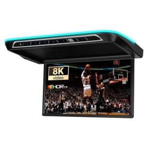 XTRONs 17.3인치 모터라이즈드 카 오버헤드 플레이어, 8K FHD IPS 스크린 안드로이드 루프 마운트 모니터 내장 스테레오 스피커, 자동 플립 다운 지원 HDMI USB 입력