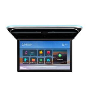 XTRONs 안드로이드 카 오버헤드 플레이어 17.3인치 와이드 IPS 화면 8K 비디오 루프 마운트 모니터, 스테레오 스피커 포함 플립 다운 블루투스 5.0, WiFi, HDMI, USB, IR 지원