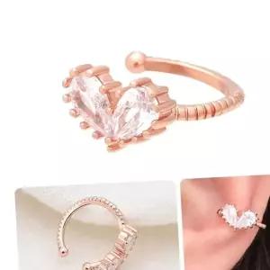 14KGP 큐빅 하트 로즈골드 링 귀찌 이어커프