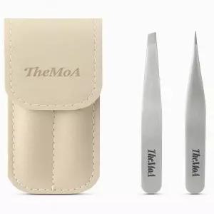 THEOA 정밀 핀셋 세트 - 눈썹 얼굴 털 인그로운 헤어 케이스가 있는 전문 미용 도구용 스테인리스 스틸