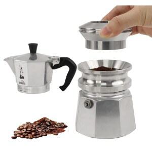 모카 포트용 ZUWIT 커피 변조기, 304 깔때기 투약 포트(실버)와 스토브탑 에스프레소 알루미늄 스틸 호환되는 스테인리스