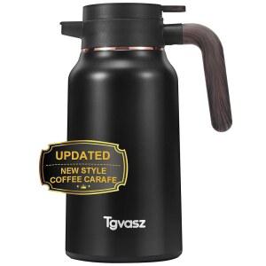 열 커피 카라페 70온스 - 액체 단열 카라페용 카라페, 스틸 차, 커피, 물, 36시간 디스펜서(블랙) 크리머 차가운 뜨겁거나 스테인리스 바용 우유,