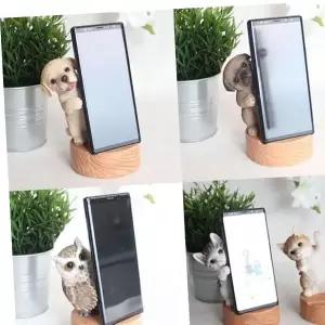 동물핸드폰거치대 강아지 고양이 퍼그장식품 부엉이 장식품 명함거치대