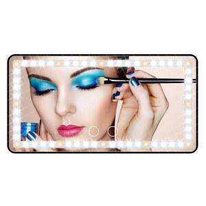 카 선바이저 배니티 미러, 3가지 라이트 모드와 60개의 LED가 있는 메이크업 디밍 가능한 터치 스크린이 충전식 LED 리어 뷰 선 셰이딩 여행용 화장품(블랙, 1팩)