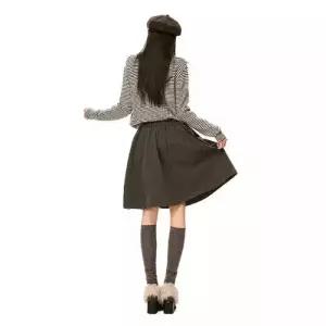 여자 치마 모직 캐주얼 데일룩 정장 앳된겨울 밴딩 허리 슬림핏 A라인 우산 DAOL4