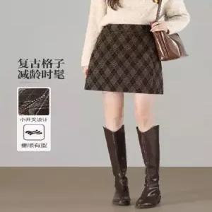 치마 여사친 모직 빈티지 겨울방광 정장 체크 A라인 트임 데일룩 DAOL4
