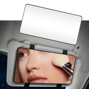 메르데지 자동차 메이크업 미러, 안전한 스트랩이 있는 조절식 안티글레어 코스메틱 범용 선바이저 액세서리(블랙)