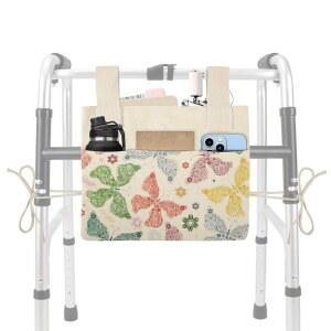 유니버설 워커 가방, 노인용 물컵 홀더가 있는 핸디 바구니, 사이드 액세스 백 정리함, 접이식 워커, 휠체어, 유모차, 롤러 워커에 적합한 가방 액세서리
