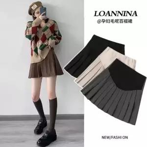 여성용 치마 모직 겨울 솔리드 플리츠 배꼽링 슬림핏 데일룩 쉬폰 A라인 임산부 DAOL4