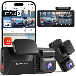 256GB eMMC가 탑재된 레드타이거 듀얼 4K 대시캠, HDR, 음성 제어, 4인치 터치스크린, 5.8GHz WiFi GPS, HDR 나이트 비전(F77 V2) 내장 스타비스 2 IMX678 전면 및 후면 대시 카메라