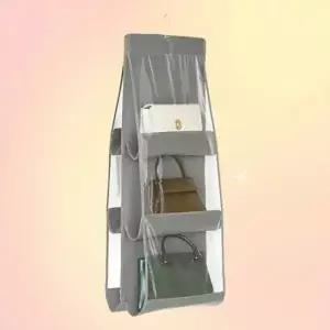 ( )옷장속 가방 정리함 투명 폴딩 6칸 공간활용 먼지방지