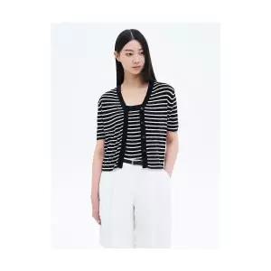 매장정품 8SECONDS 에잇세컨즈 스트라이프 반소매 카디건 블랙 32545ALYB5 1203739