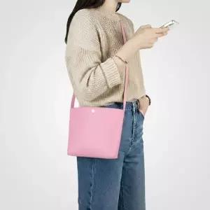 ( )원버튼 캔버스 미니 크로스백 핑크 무지 에코백 가벼운 여행용 데일리 가방