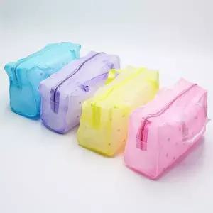 ( )꽃무늬 컬러 미니 파우치 세면도구 화장품 반투명 가방 이너백 속 여행 메이크업
