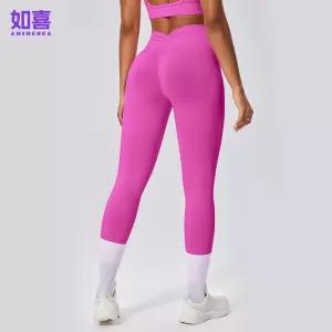 팬츠 바지 여성용 심리스 스키니 요가 미리준비 하이웨스트 주름 스포츠 피트니스 힙업 9부 OOTD1