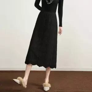 여성 치마 롱 가을 러블리한 쉬폰 아일릿 레이스 하이웨스트 슬림핏 A라인 힙업 인기3