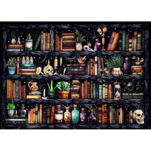 책장 스탬프 크로스 스티치 키트 - 초보자를 위한 마법의 책 카운트 해골 바늘 포인트 패턴 치수 공예 자수 예술