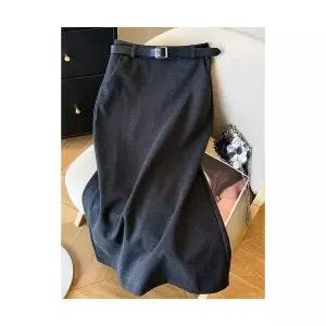 여자 출근룩 정장 스커트 가을 캐주얼 모직 빈티지 트임 힙업 롱 SPO마켓3