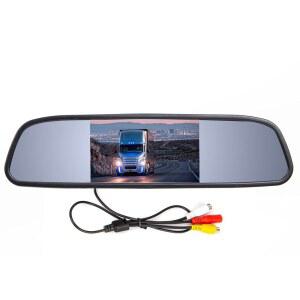 야소카 4.3인치 자동차 비디오 모니터 오토 리어 뷰 미러 LCD 화면 12V-24V 유니버설 마운트 클립온 현재 백업 카메라/프론트 카메라/미디어 플레이어/안전 운전 2가지 방법 RCA 입력