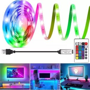 후후이 LED 스트립 조명 6.56피트 40-60인치 TV 백라이트용 RGB 원격 USB 바이어스 키트가 포함된 컬러