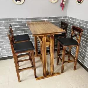 아일랜드 바 의자 원목 높은 테이블 빈티지 스툴