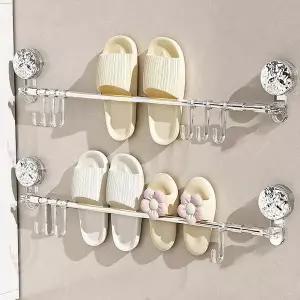 [하프클럽/셀러허브]무타공 부착형 다용도걸이 다용도 행거 주방 욕실 수건걸이 흡착식 벽걸이