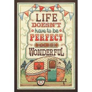 디자인 웍스 크래프트 Inc. 2903 원더풀 라이프, 8인치 x 12인치 카운트 크로스 스티치 키트, 12인치, 멀티컬러