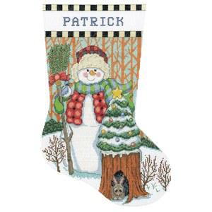 디자인 작품 제작 우드랜드 스노우맨 카운트 크로스 스티치 스타킹 키트, 마당