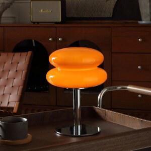 나이트 스탠드용 글리브니 버섯 램프 테이블 램프, 침실용 미드 센추리 모던 데스크 빈티지 디밍블 침대 옆 작은 거실용 귀여운 멋진 홈 룸 에스테틱 장식 (오렌지)