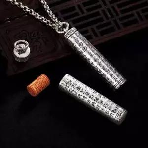 실버 S990 불경 만트라 팬던트 각인 개방형 목걸이 부처님 실버펜던트 행운 팬던트 불교 이니셜펜던트