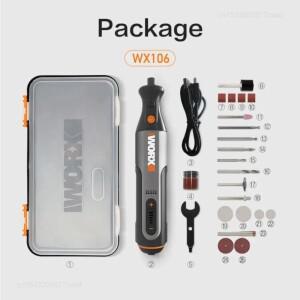 Worx WX106 로타리 도구 8V 무선 미니 드릴 조각 연삭 기계 USB 충전기 가변 전동 세트