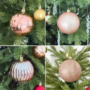 [하프클럽/셀러허브]트리장식볼 핑크골드 24p 파티 소품 크리스마스 장식 인테리어