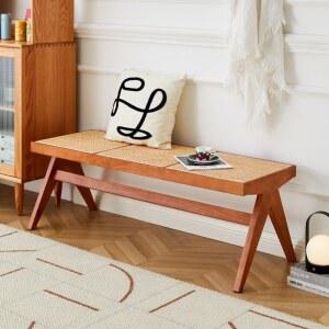 원목 라탄 현관 베드벤치 2인 밴치 호텔 팁스 체인 바꿔 틈새장 가구