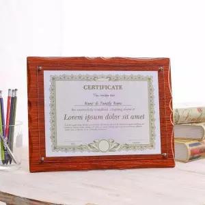 [하프클럽/셀러허브]A4액자 크라운 허가증 상장 액자 A4 벽걸이 탁상액자 브라운 졸업장액자