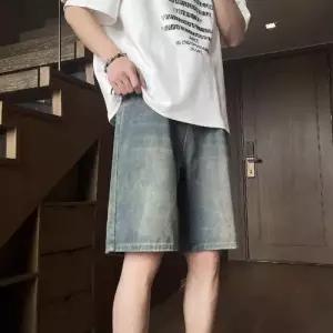 바지 남자 데님 캐주얼 하계 빈티지 청반바지 반바지 일자 봄가을 워싱 5부 젠3