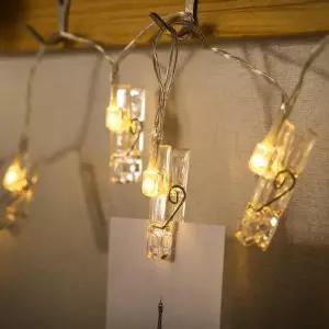 [하프클럽/셀러허브]LED사진집게 10구 LED 클립 집게 전구(1.5m) (웜색) 가랜드집게 LED집게