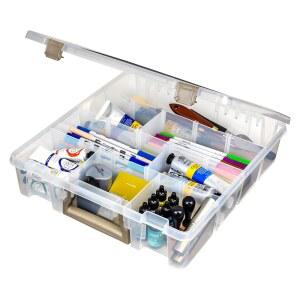 탈착식 칸막이가 있는 아트빈 9007AB 슈퍼 사첼, 손잡이가 휴대용 아트 앤 크래프트 정리함, [1] 플라스틱 보관 케이스, 투명