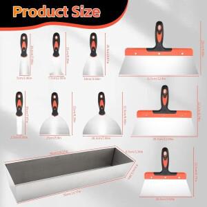 건식 벽체 나이프 세트 스테인레스 스틸 수공구 퍼티 테이핑 화가 스크레이퍼 도구 진흙 팬 포함 10 개